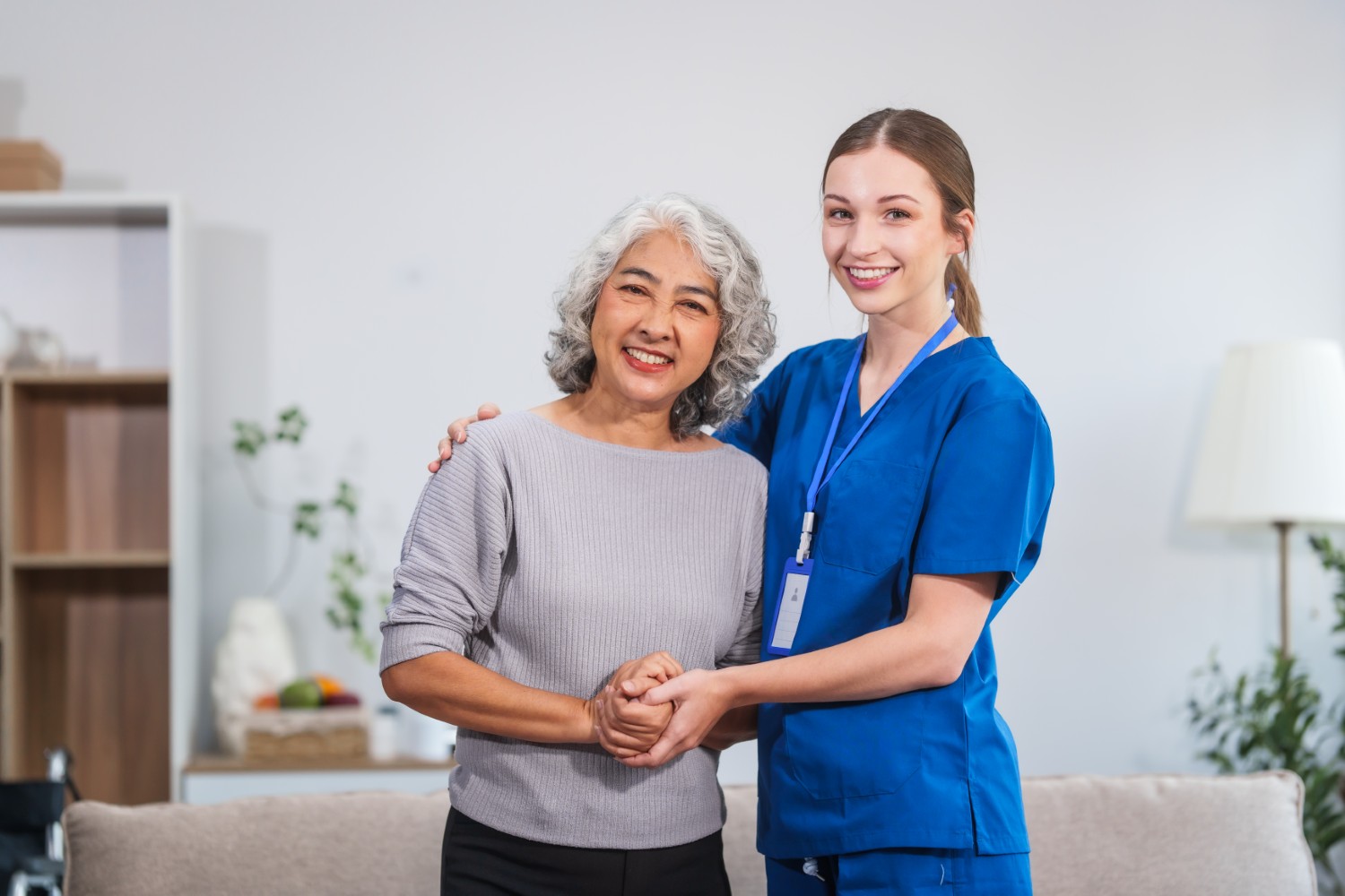 Caregiver providing compassionate in-home care for an elderly resident in Berlin, Connecticut