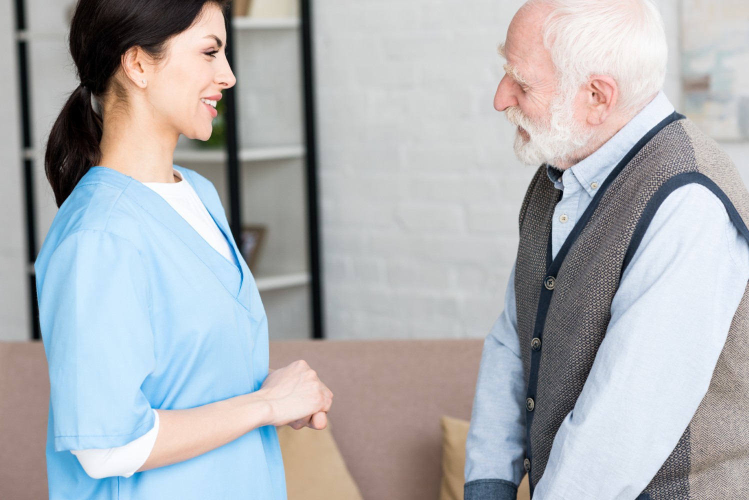 Caregiver providing compassionate in-home care for an elderly resident in New Britain, Connecticut